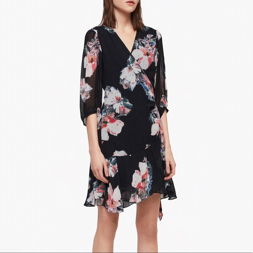 AllSaints Jade Violy Floral Wrap Dress